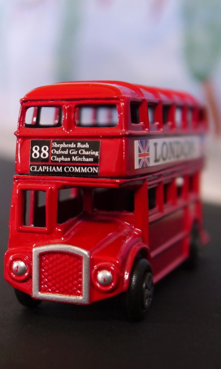 Red London Toy Bus wallpaper 768x1280