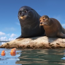 Das Finding Dory with Fish and Seal Wallpaper 208x208