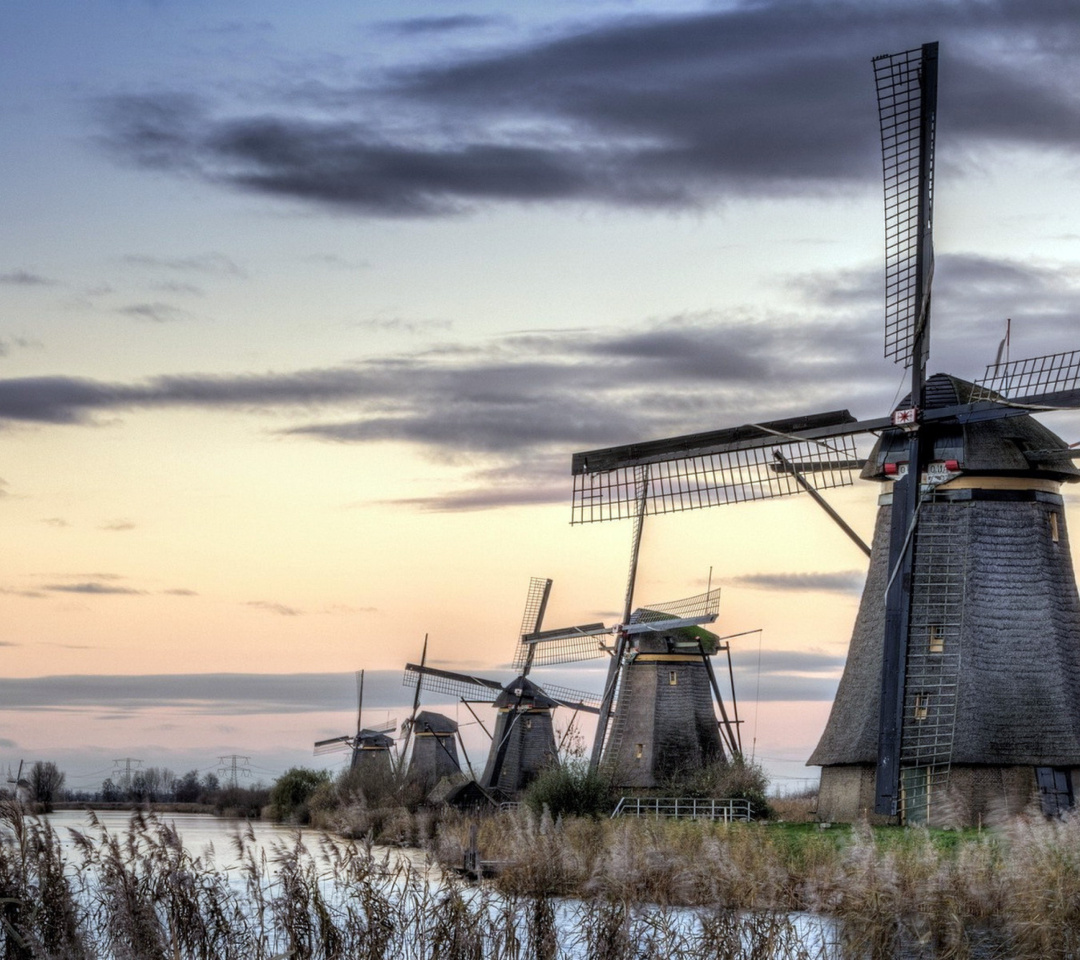 Sfondi Kinderdijk Village in Netherlands 1080x960