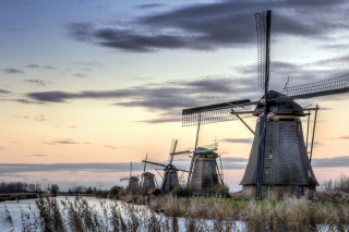 Kinderdijk Village in Netherlands Background for Android, iPhone and iPad