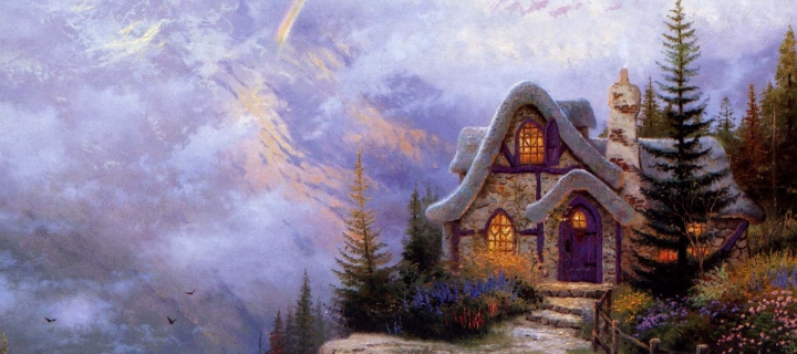 Screenshot №1 pro téma Thomas Kinkade Sweetheart Cottage Painting 720x320