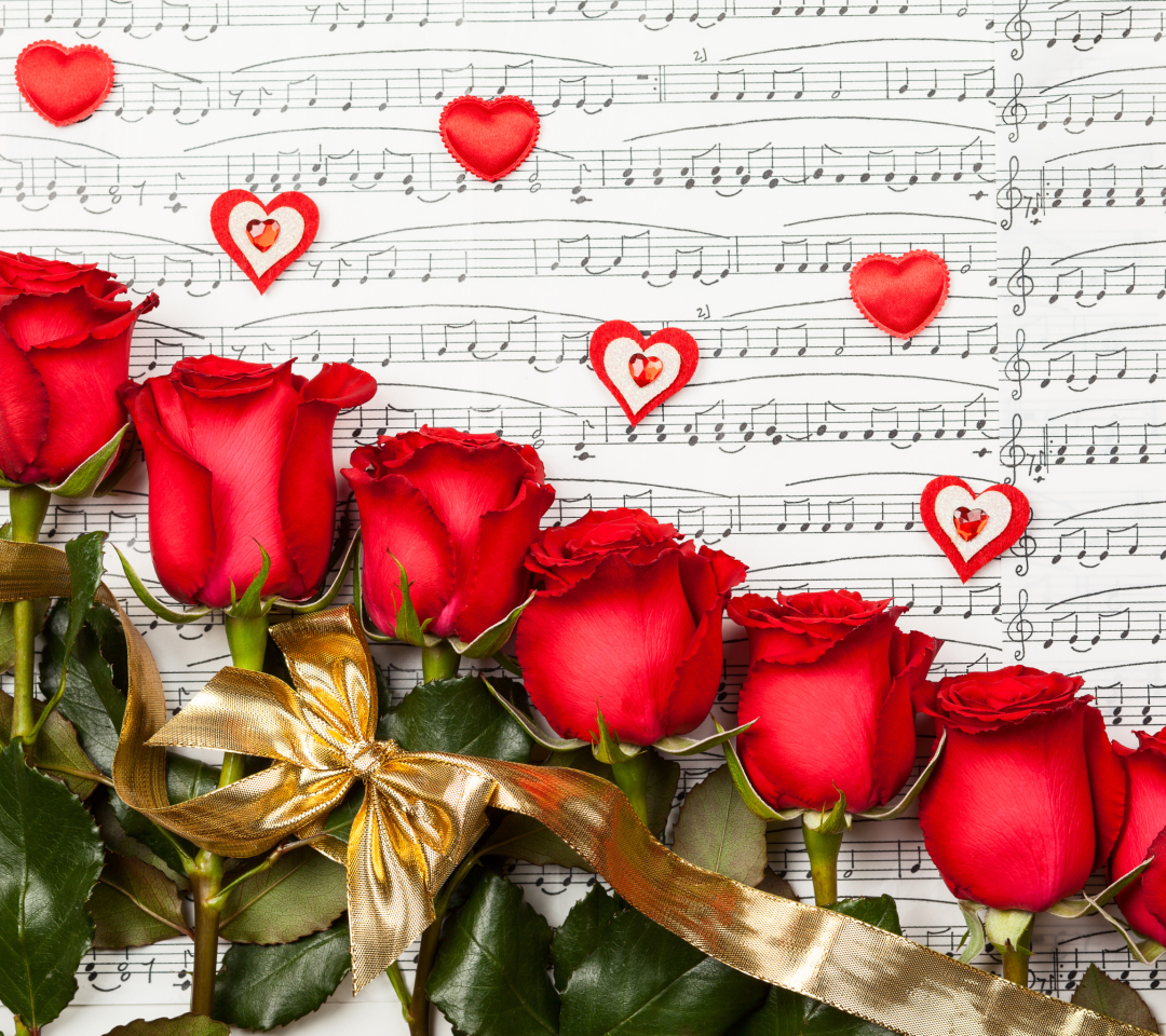 Обои Roses, Love And Music 1080x960