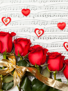 Обои Roses, Love And Music 240x320