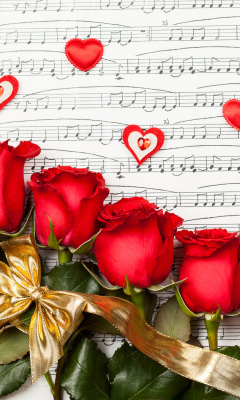 Обои Roses, Love And Music 240x400