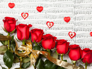 Обои Roses, Love And Music 320x240