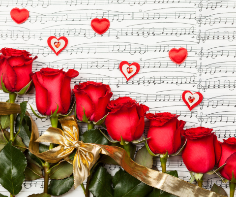 Обои Roses, Love And Music 480x400