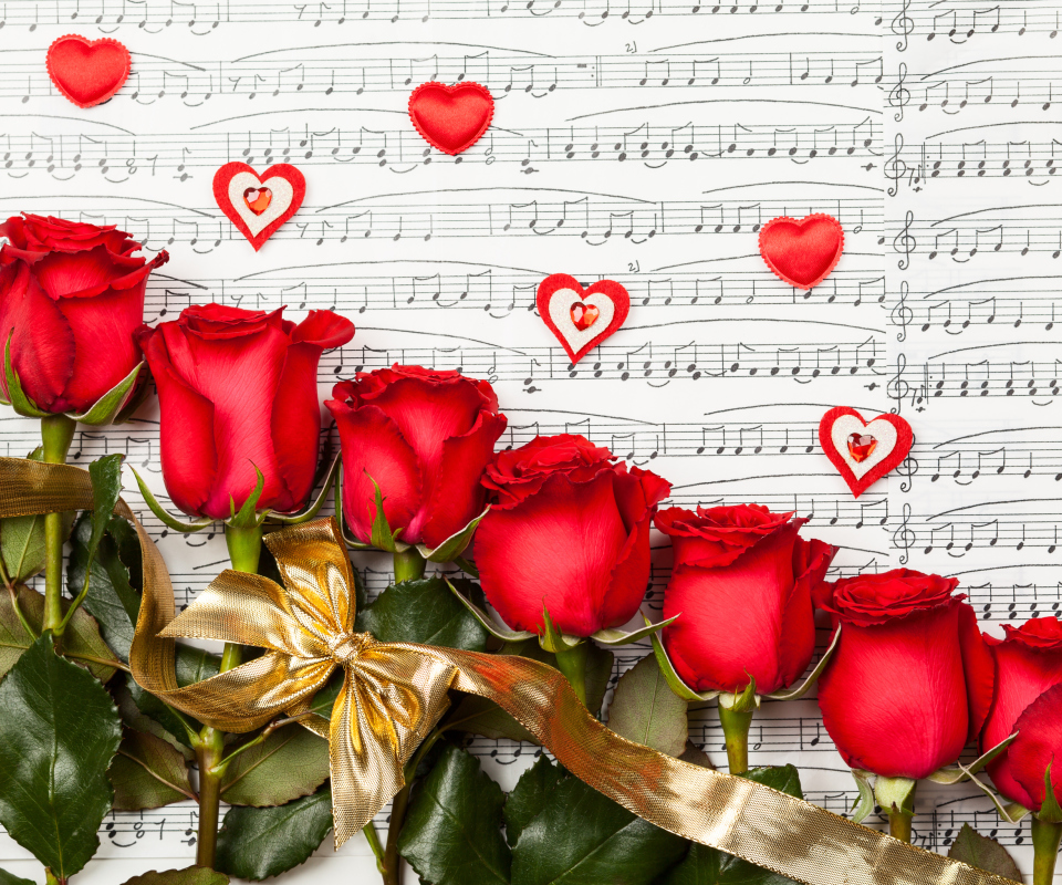 Fondo de pantalla Roses, Love And Music 960x800