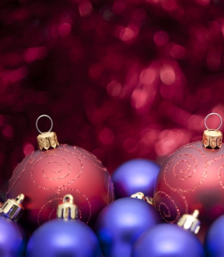 Christmas Tree Blue And Purple Balls papel de parede para celular para Nokia Oro