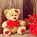 Sfondi Brodwn Teddy Bear Gift for Saint Valentines Day 128x128
