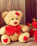 Brodwn Teddy Bear Gift for Saint Valentines Day wallpaper 128x160