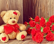 Brodwn Teddy Bear Gift for Saint Valentines Day wallpaper 176x144