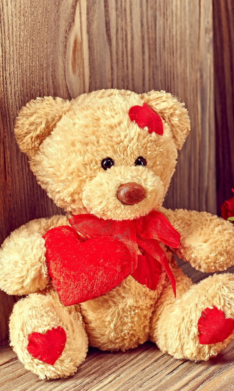 Brodwn Teddy Bear Gift for Saint Valentines Day wallpaper 768x1280