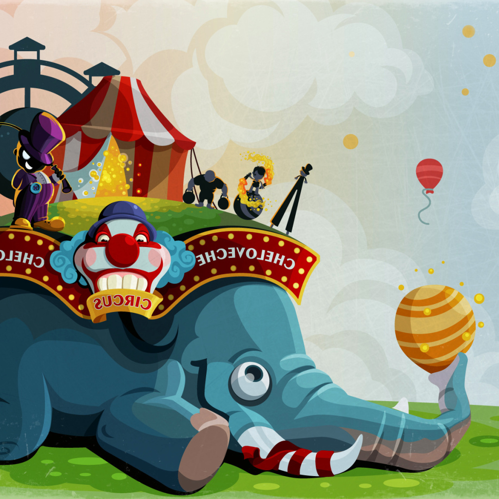 Circus with Elephant wallpaper 1024x1024
