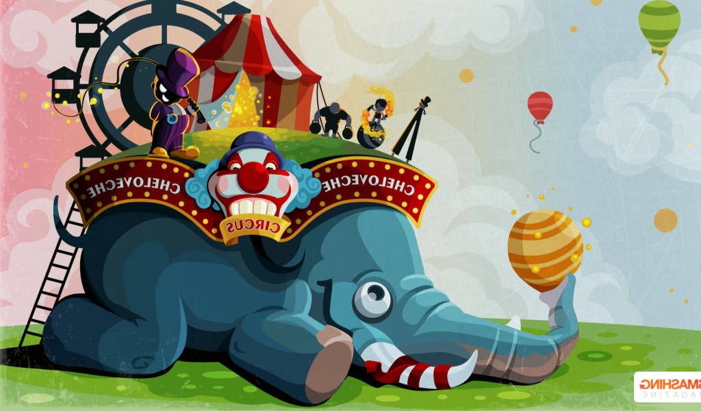 Circus with Elephant wallpaper 1024x600