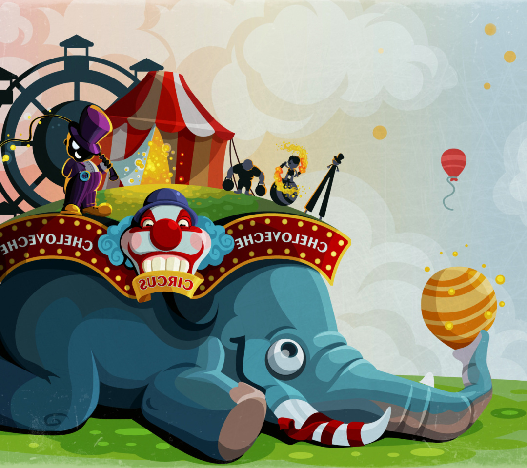 Circus with Elephant wallpaper 1080x960