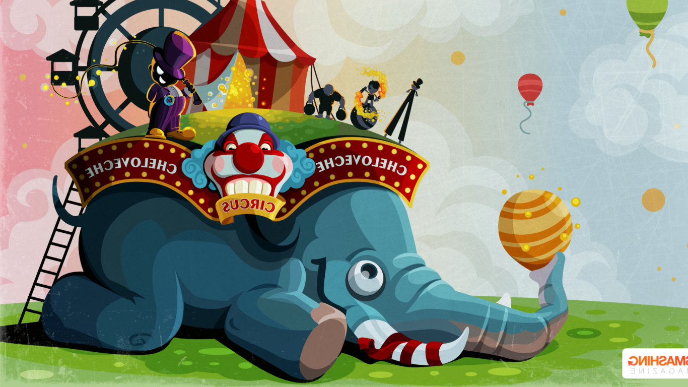 Fondo de pantalla Circus with Elephant 1366x768