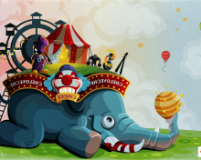 Das Circus with Elephant Wallpaper 220x176