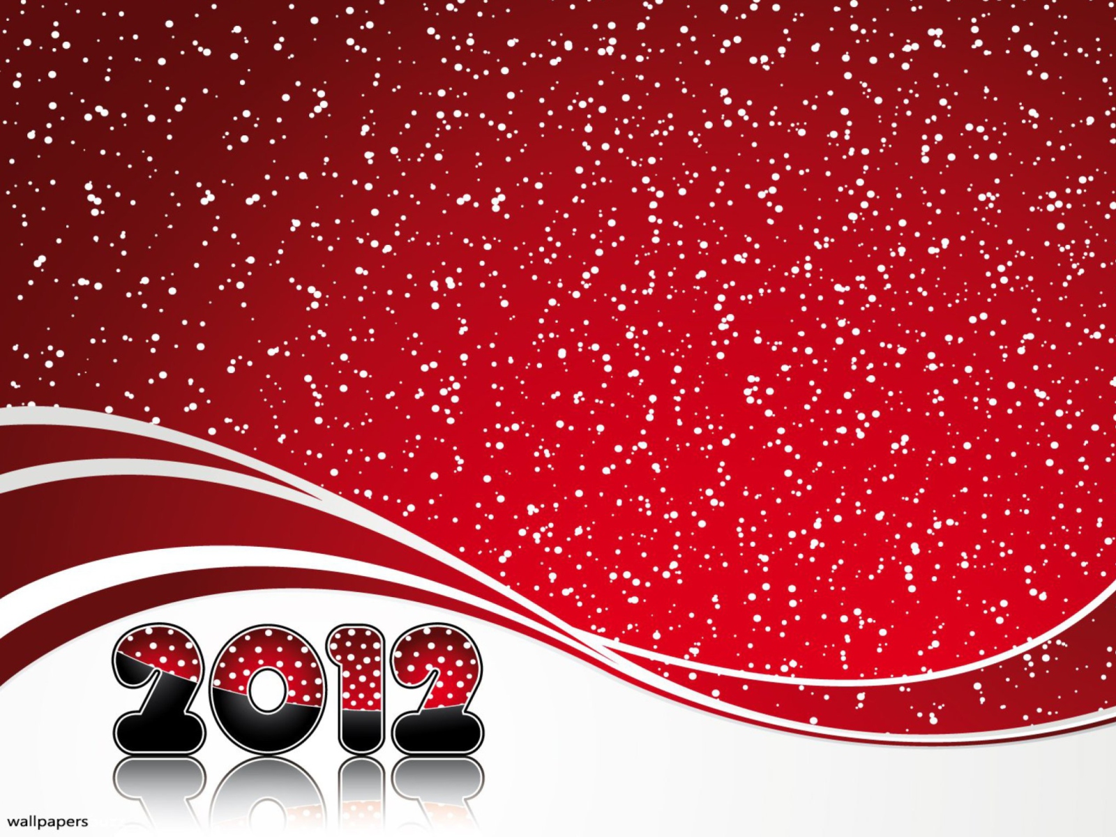 Red Snow New Year wallpaper 1600x1200