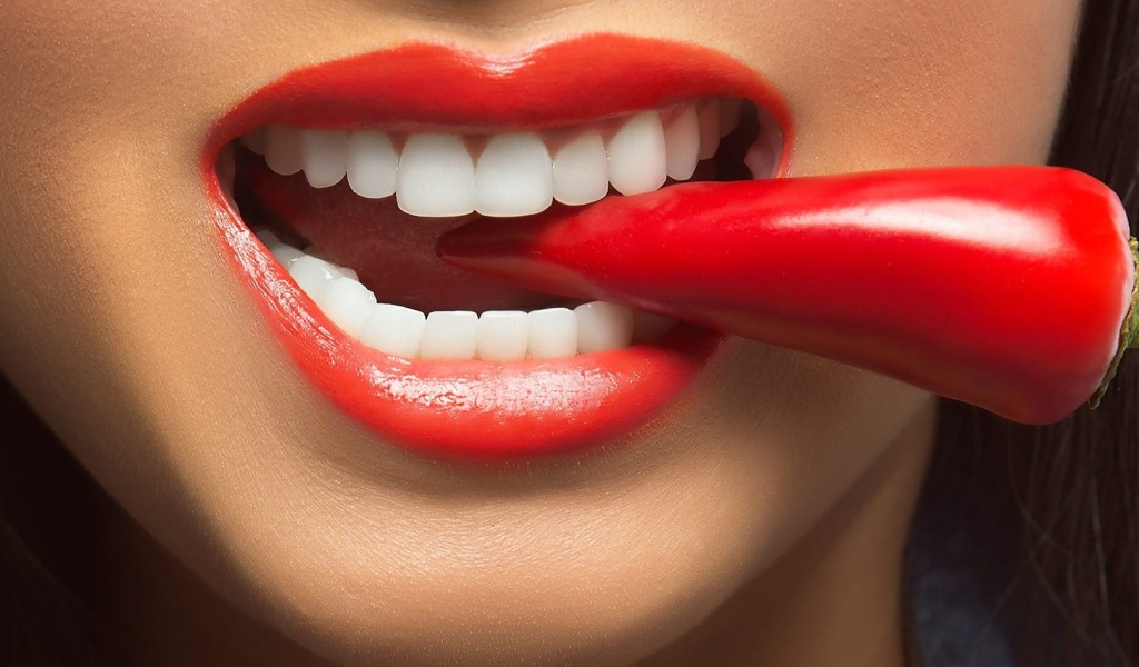 Spicy pepper and lips wallpaper 1024x600
