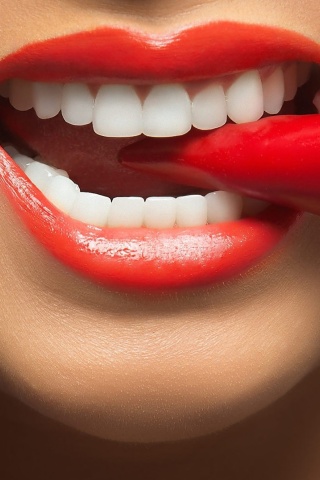 Spicy pepper and lips wallpaper 320x480