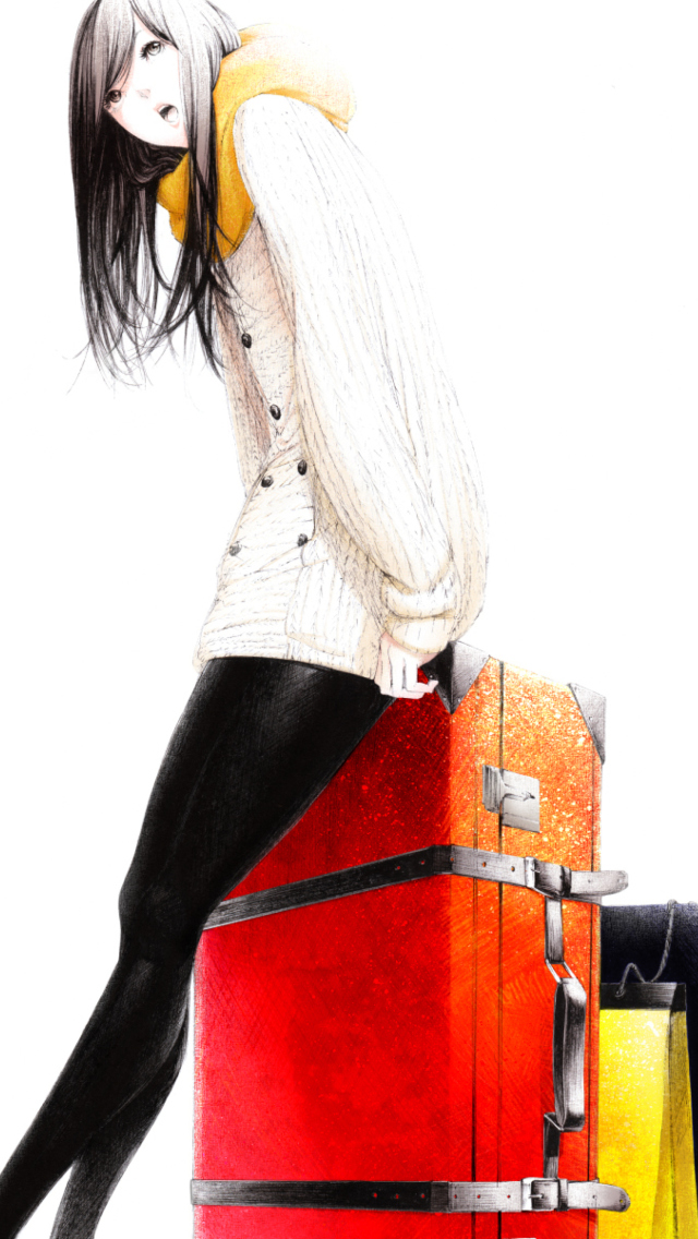 Das Travel Girl Drawing Wallpaper 640x1136