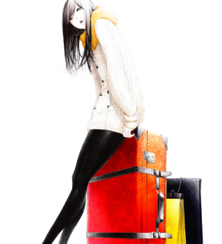 Travel Girl Drawing Wallpaper for 2048x2048