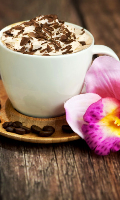 Screenshot №1 pro téma Coffee beans and flower 240x400