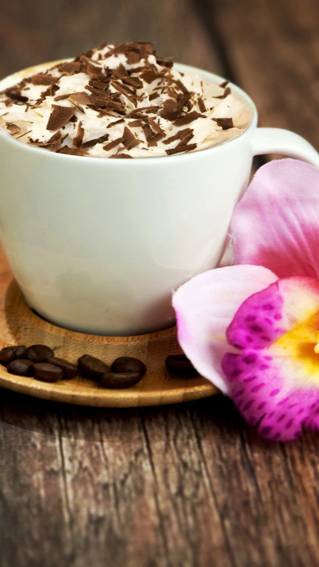 Coffee beans and flower wallpaper 640x1136
