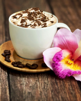Coffee beans and flower Picture for 240x320