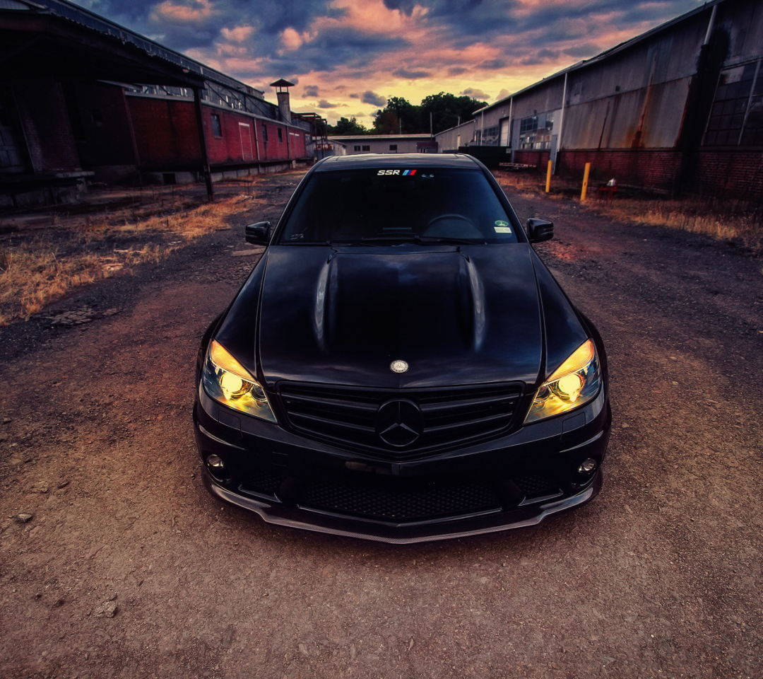 Das Black Mercedes C63 Wallpaper 1080x960