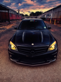 Das Black Mercedes C63 Wallpaper 240x320