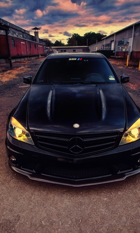 Black Mercedes C63 screenshot #1 480x800
