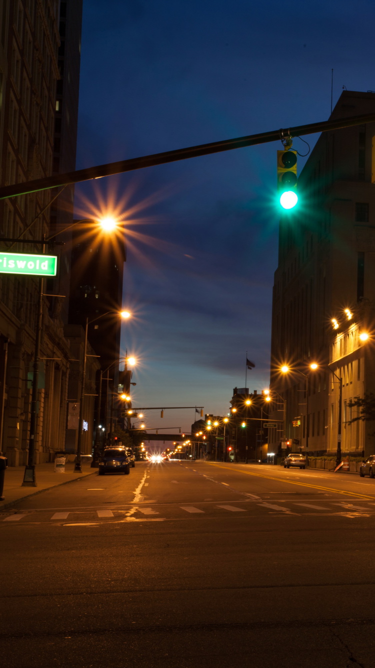 Sfondi USA Roads Detroit Michigan Night Street Cities 750x1334