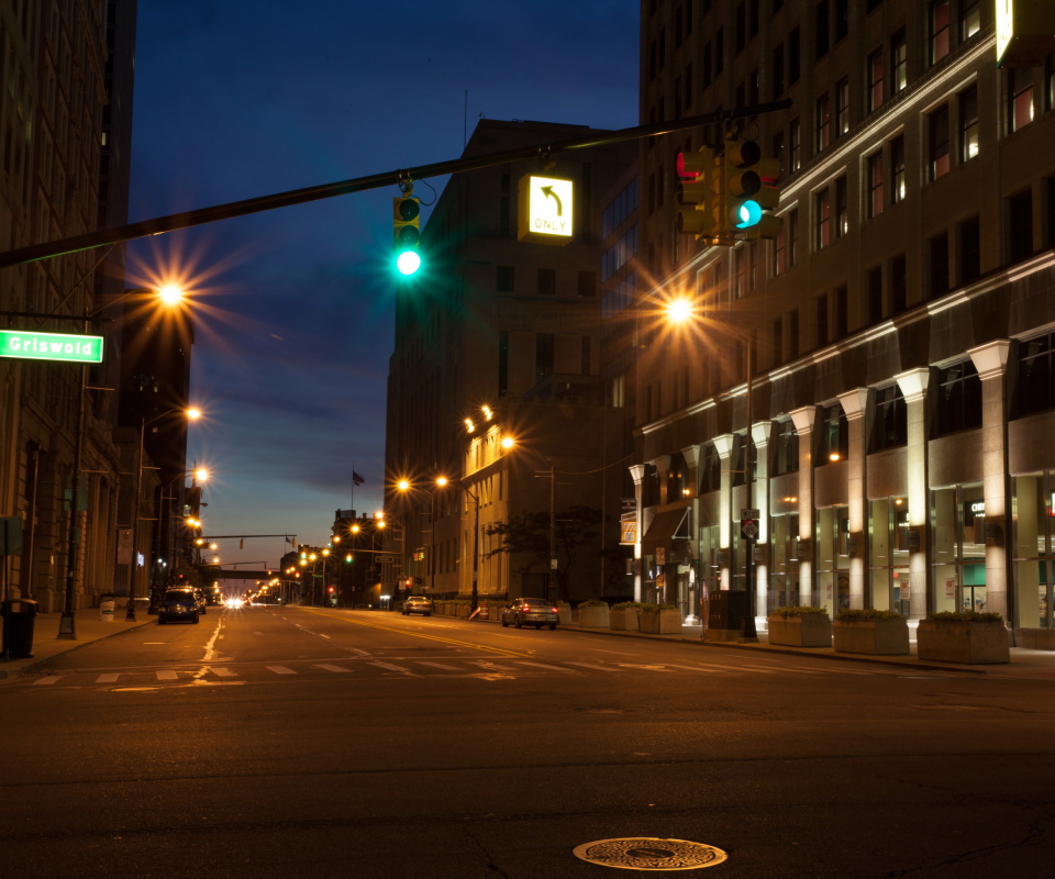 USA Roads Detroit Michigan Night Street Cities screenshot #1 960x800