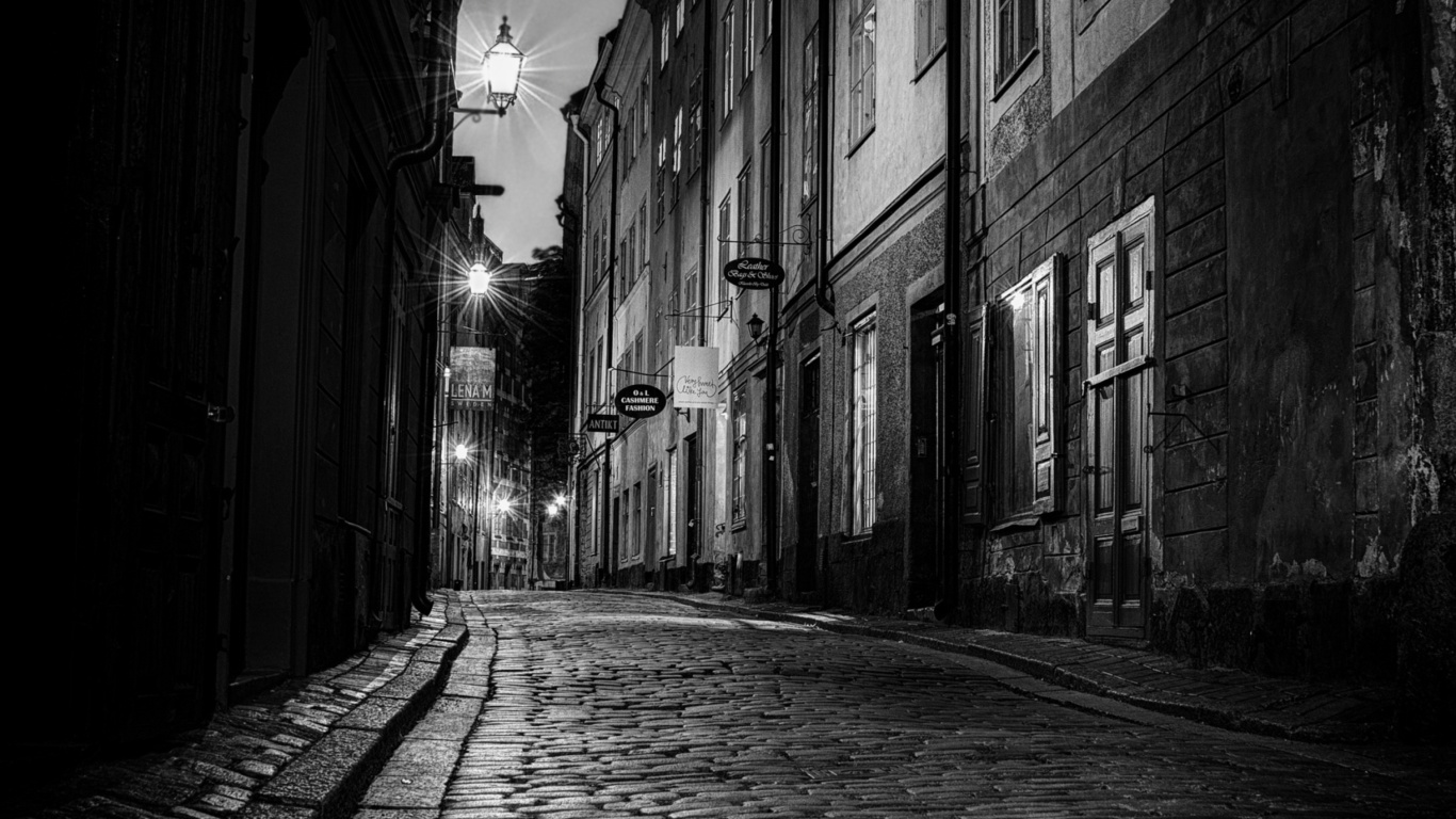 Sverige, Sett paving street in Stockholm wallpaper 1366x768