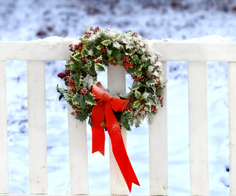 Das Holiday Wreath Wallpaper 960x800