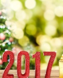 Fondo de pantalla 2017 New Year with Gold Gift 128x160