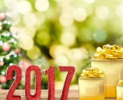 Sfondi 2017 New Year with Gold Gift 176x144