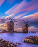 Windmills in Greece Mykonos wallpaper 128x160