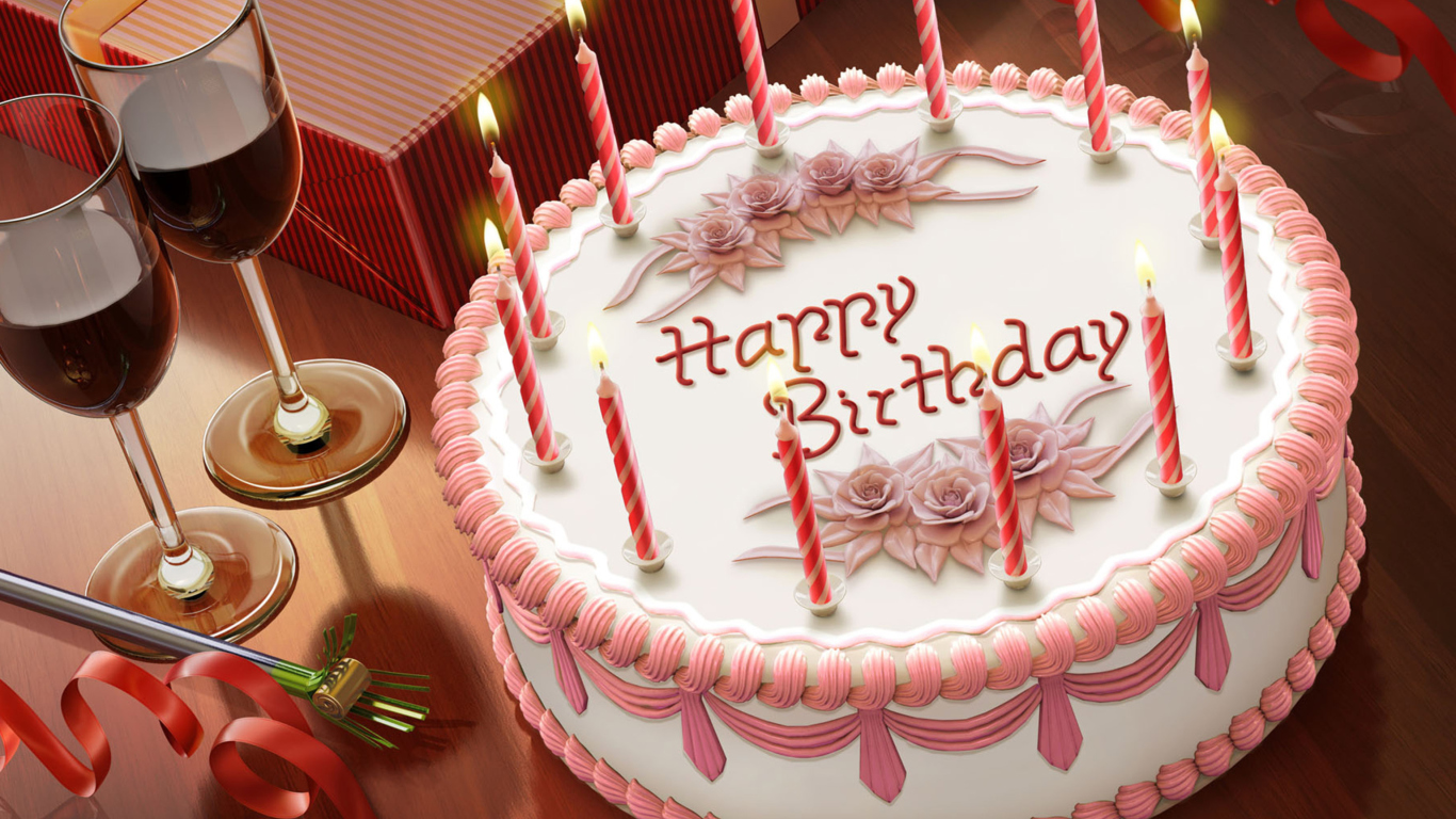 Fondo de pantalla Happy Birthday Cake 1366x768