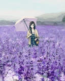 Sfondi Girl With Umbrella In Lavender Field 128x160