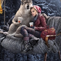 Fondo de pantalla Little Red Riding Hood with Wolf 208x208