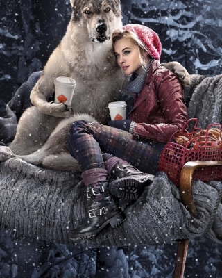 Little Red Riding Hood with Wolf - Obrázkek zdarma pro 480x800