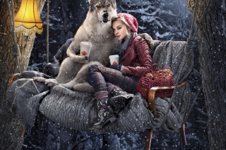 Little Red Riding Hood with Wolf - Obrázkek zdarma pro 1366x768