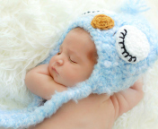Cute Sleeping Baby Blue Hat wallpaper 176x144