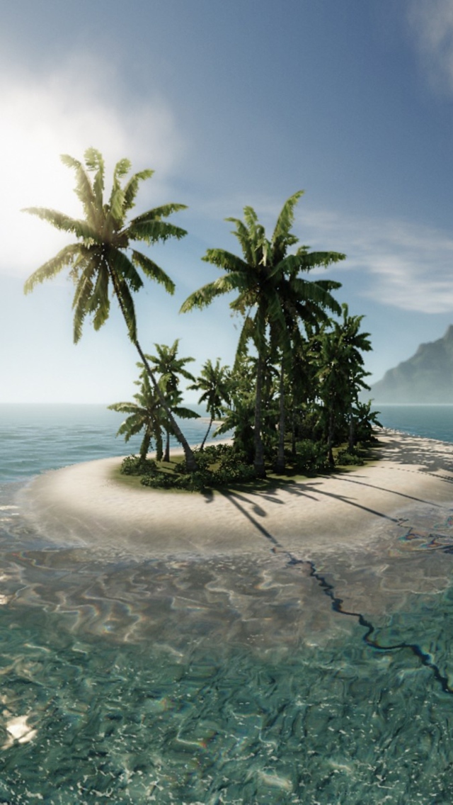Fondo de pantalla Lonely Island In Middle Of Ocean 640x1136