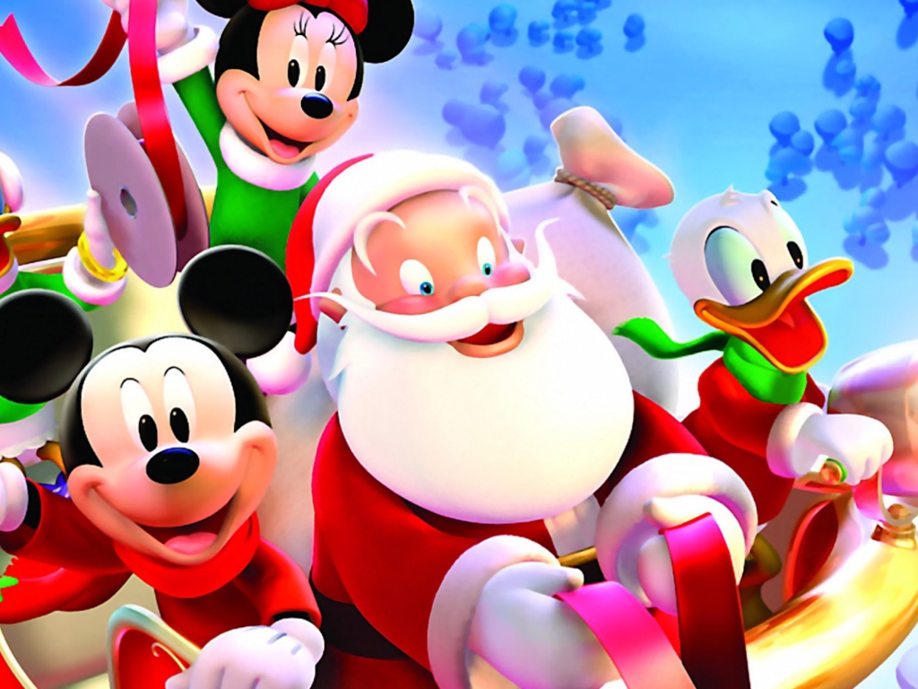 Screenshot №1 pro téma Mickey Santa Christmas 1024x768
