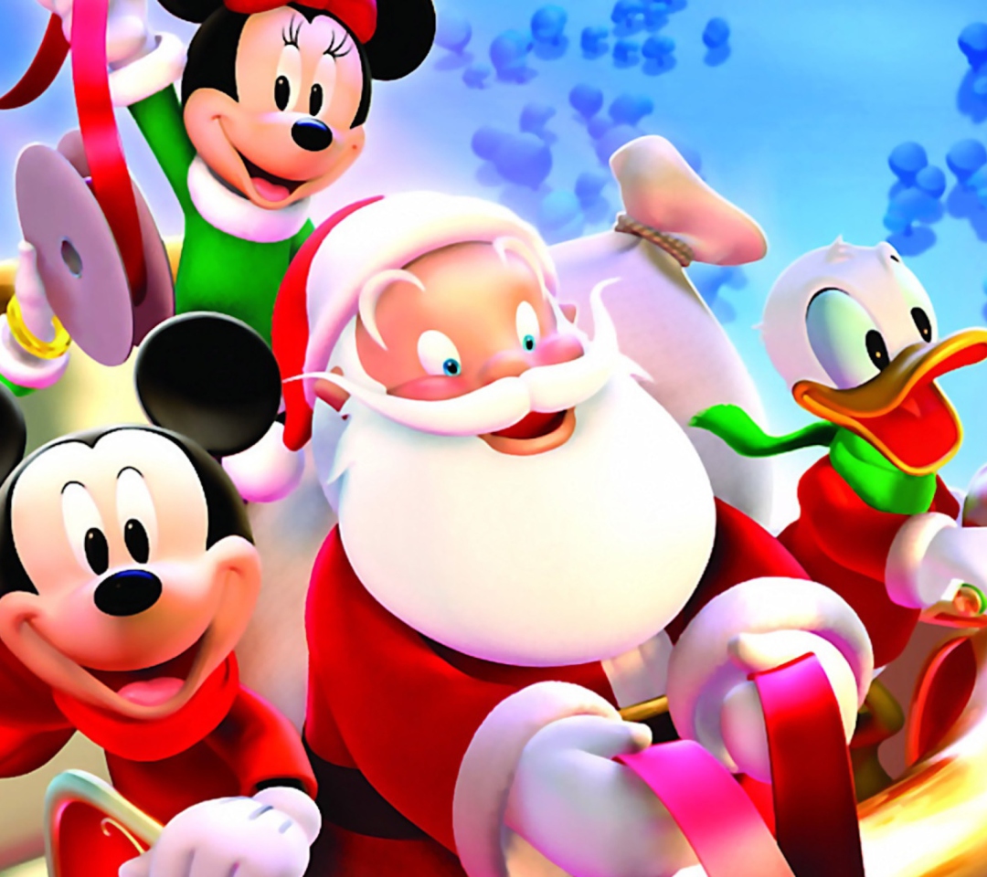 Mickey Santa Christmas wallpaper 1080x960