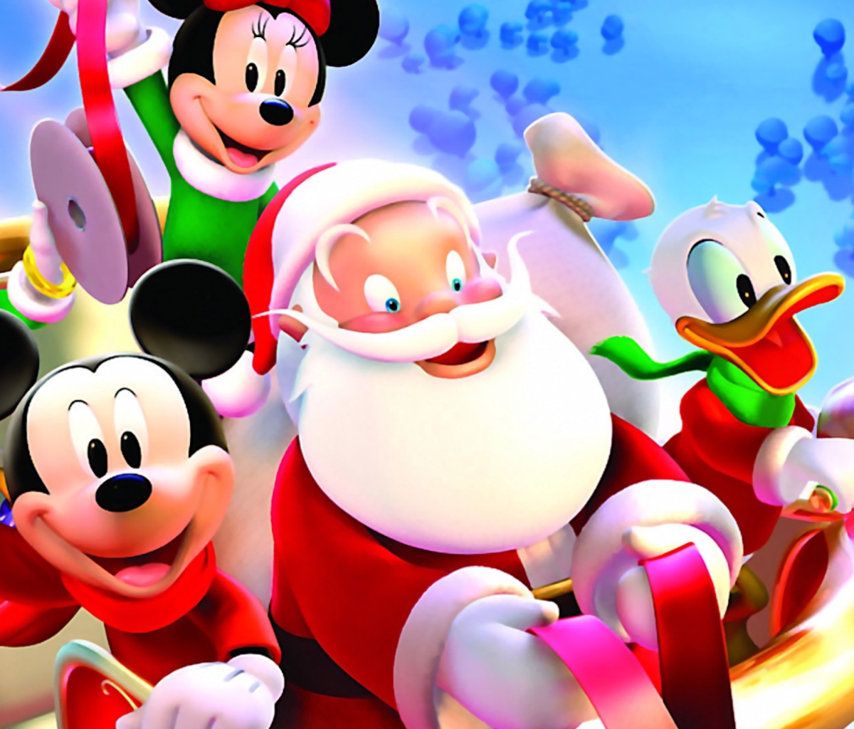 Sfondi Mickey Santa Christmas 1200x1024