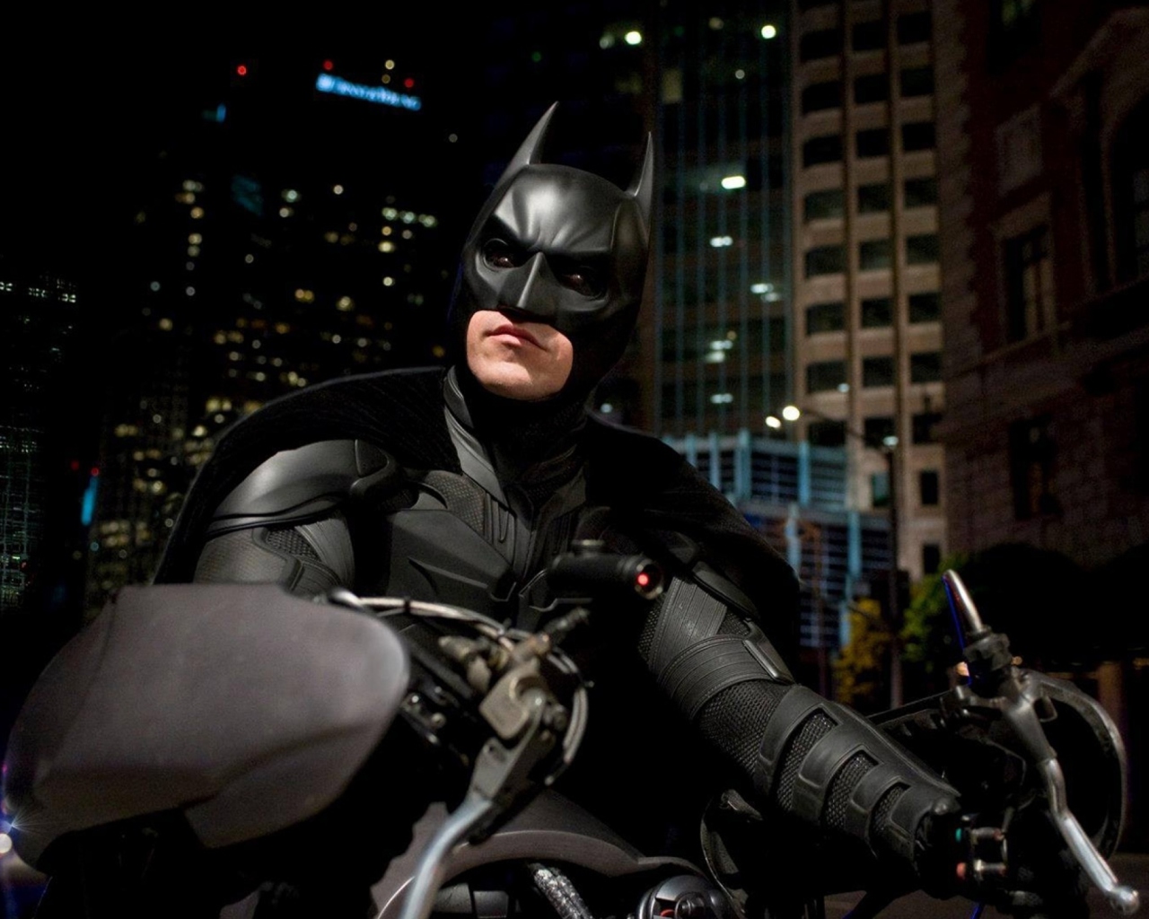 Batman on Batpod wallpaper 1280x1024